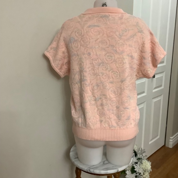 Vintage Henley Sweater Top, Medium Embellished Peach Made in Australia - Picture 7 of 12